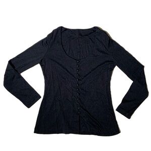 Long Sleeve Black Button Top